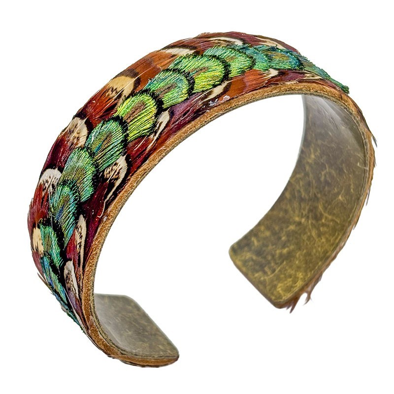 Manchettes Plumes Faisan Vénéré & Paon - Georgine Glaenzer Grand modèle