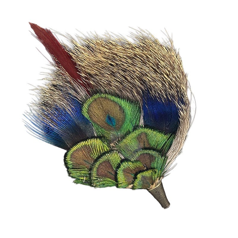 Broche Plumes & Chevreuil Georgine Glaenzer petit modèle